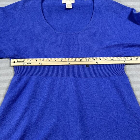Mainbocher Sweater Womens XL Blue 100% Cashmere Short Sleeve Scoop Neck 2-Ply - Picture 5 of 8